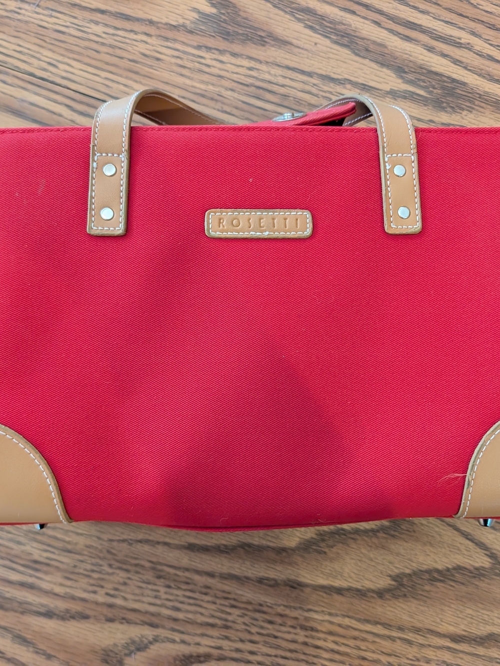 Rosetti Red Tote Bag with Tan Trim